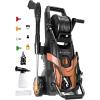 image2025New Electric Pressure Power Washer 4500 PSI 32 GPM Total with 4 Quick Connect Nozzles Inlet Hose ampamp Filter Foam Cannon for CarsFencesDrivewaysPatiosHome Cleaningred