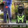image2025New Electric Pressure Power Washer 4500 PSI 32 GPM Total with 4 Quick Connect Nozzles Inlet Hose ampamp Filter Foam Cannon for CarsFencesDrivewaysPatiosHome Cleaninggreen