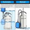 imageFOTING 12HP Submersible Water Pump with Stainless Steel Base  Removes Water to 004quot Depth 2450GPH Portable Sump Pump for Puddles Pools Boats Gardens ampamp Ponds  10Ft Cord Included1 HP 4600 GPH Stainless Steel