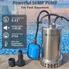 imageFOTING 12HP Submersible Water Pump with Stainless Steel Base  Removes Water to 004quot Depth 2450GPH Portable Sump Pump for Puddles Pools Boats Gardens ampamp Ponds  10Ft Cord Included1 HP 4600 GPH Stainless Steel