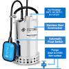 imageFOTING 12HP Submersible Water Pump with Stainless Steel Base  Removes Water to 004quot Depth 2450GPH Portable Sump Pump for Puddles Pools Boats Gardens ampamp Ponds  10Ft Cord Included1 HP 4600 GPH Stainless Steel