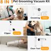 imageFOTING 8 in 1 Dog Grooming Vacuum ampamp Dryer Kit Dog Vacuum for Shedding Grooming with 3L Dust Cup Touchscreen Adjustable Speed Temperature Control Clippers Brush Pet Grooming Vacuum for Dogs at HomeLarge