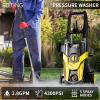 imageFOTING Electric Pressure Washer 4300 PSI 28 GPM Power Washer 58FT Total Long with 4 Quick Connect Nozzles Inlet Hose ampamp Filterampamp Foam Cannon for CarsFencesDrivewaysHome CleaningYELLOW