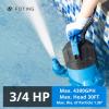 imageFOTING Submersible Water Pump  14HP Utility Pump  1676GPH Thermoplastic Electric Portable Transfer Water Pump  25Foot Cord for Pool Tub Garden Pond Draining34HP 4300GPH with Float Switch