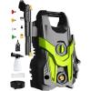 image2025New Electric Pressure Power Washer 4500 PSI 32 GPM Total with 4 Quick Connect Nozzles Inlet Hose ampamp Filter Foam Cannon for CarsFencesDrivewaysPatiosHome Cleaninggreen