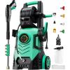 imageFOTING 2025Upgraded Electric Pressure Washer with Adjustable Touch Screen 5000PSI 33GPM8 Level 4 Quick Connect NozzlesInlet HoseampampFilterampampFoam Cannon for CarsFencesDrivewaysHome CleaningGREEN