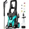 imageFOTING Electric Pressure Washer 4300 PSI 28 GPM Power Washer 58FT Total Long with 4 Quick Connect Nozzles Inlet Hose ampamp Filterampamp Foam Cannon for CarsFencesDrivewaysHome CleaningBLUE