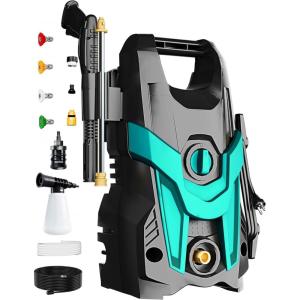 image2025New Electric Pressure Power Washer 4500 PSI 32 GPM Total with 4 Quick Connect Nozzles Inlet Hose ampamp Filter Foam Cannon for CarsFencesDrivewaysPatiosHome Cleaningnavy blue