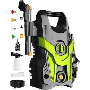 image2025New Electric Pressure Power Washer 4500 PSI 32 GPM Total with 4 Quick Connect Nozzles Inlet Hose ampamp Filter Foam Cannon for CarsFencesDrivewaysPatiosHome Cleaninggreen