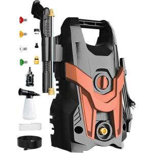image2025New Electric Pressure Power Washer 4500 PSI 32 GPM Total with 4 Quick Connect Nozzles Inlet Hose ampamp Filter Foam Cannon for CarsFencesDrivewaysPatiosHome Cleaningred
