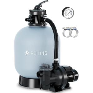 imageFOTING 16quot Sand Filter Pump for Above Ground Pool with Timer 1HP Max 4500GPH for Pools Up to 18000GAL 1HP 6Way Valve Enhanced Circulation for CrystalClear Pool4500GPH16in