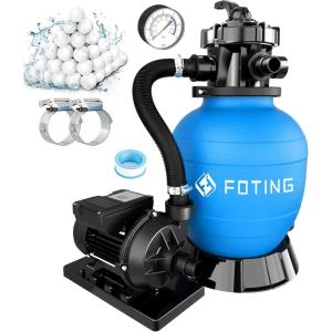 imageFOTING 16quot Sand Filter Pump for Above Ground Pool with Timer 1HP Max 4500GPH for Pools Up to 18000GAL 1HP 6Way Valve Enhanced Circulation for CrystalClear Pool3000GPH12in