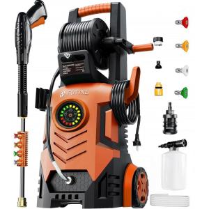 imageFOTING 2025Upgraded Electric Pressure Washer with Adjustable Touch Screen 5000PSI 33GPM8 Level 4 Quick Connect NozzlesInlet HoseampampFilterampampFoam Cannon for CarsFencesDrivewaysHome CleaningRED