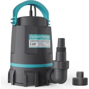 imageAquastrong 12 HP Utility Pump 3159 GPH Submersible Water Pump with Float Switch Draining Flooded Basement Pool Hot Tub Pond Garden Irrigation 10ft Cord1 HP Sump Pump