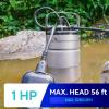 imageAquastrong 1HP Sewage Sump Pump Stainless Steel 115V Automatic Float Switch Cast Iron Impeller Submersible EffluentSewage Pump for Sump Basin Basement 2 NPT Discharge with 5283GPH