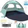 imageWhiteFang Beach Tent AntiUV Portable Sun Shade Shelter for 3468 Person Extendable Floor with 3 Ventilating Mesh Windows Plus Carrying Bag Stakes and Guy LinesMint Green