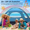 imageWhiteFang Beach Tent AntiUV Portable Sun Shade Shelter for 3468 Person Extendable Floor with 3 Ventilating Mesh Windows Plus Carrying Bag Stakes and Guy LinesBlue