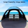 imageWhiteFang Beach Tent AntiUV Portable Sun Shade Shelter for 3468 Person Extendable Floor with 3 Ventilating Mesh Windows Plus Carrying Bag Stakes and Guy LinesBlackout ShelterBlue