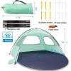 imageWhiteFang Beach Tent AntiUV Portable Sun Shade Shelter for 3468 Person Extendable Floor with 3 Ventilating Mesh Windows Plus Carrying Bag Stakes and Guy LinesMint Green