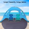 imageWhiteFang Beach Tent AntiUV Portable Sun Shade Shelter for 3468 Person Extendable Floor with 3 Ventilating Mesh Windows Plus Carrying Bag Stakes and Guy LinesBlue