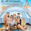 imageWhiteFang Beach Tent AntiUV Portable Sun Shade Shelter for 3468 Person Extendable Floor with 3 Ventilating Mesh Windows Plus Carrying Bag Stakes and Guy LinesSierra Blue