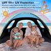 imageWhiteFang Beach Tent AntiUV Portable Sun Shade Shelter for 3468 Person Extendable Floor with 3 Ventilating Mesh Windows Plus Carrying Bag Stakes and Guy LinesBlackout ShelterBlue