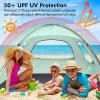 imageWhiteFang Beach Tent AntiUV Portable Sun Shade Shelter for 3468 Person Extendable Floor with 3 Ventilating Mesh Windows Plus Carrying Bag Stakes and Guy LinesMint Green