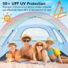 imageWhiteFang Beach Tent AntiUV Portable Sun Shade Shelter for 3468 Person Extendable Floor with 3 Ventilating Mesh Windows Plus Carrying Bag Stakes and Guy LinesSierra Blue