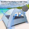 imageWhiteFang Beach Tent AntiUV Portable Sun Shade Shelter for 3468 Person Extendable Floor with 3 Ventilating Mesh Windows Plus Carrying Bag Stakes and Guy LinesSierra Blue