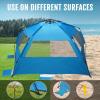 imageWhiteFang Deluxe Pop Up Beach Tent Sun Shade Shelter for 3456 Person UV Protection Extendable Floor with 3 Ventilating Windows Plus Carrying Bag Stakes and Guy LinesSolid Blue
