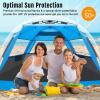 imageWhiteFang Deluxe Pop Up Beach Tent Sun Shade Shelter for 3456 Person UV Protection Extendable Floor with 3 Ventilating Windows Plus Carrying Bag Stakes and Guy LinesGray Blue