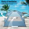 imageWhiteFang Deluxe Pop Up Beach Tent Sun Shade Shelter for 3456 Person UV Protection Extendable Floor with 3 Ventilating Windows Plus Carrying Bag Stakes and Guy LinesLight Blue