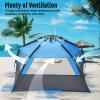 imageWhiteFang Deluxe Pop Up Beach Tent Sun Shade Shelter for 3456 Person UV Protection Extendable Floor with 3 Ventilating Windows Plus Carrying Bag Stakes and Guy LinesGray Blue