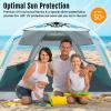 imageWhiteFang Deluxe Pop Up Beach Tent Sun Shade Shelter for 3456 Person UV Protection Extendable Floor with 3 Ventilating Windows Plus Carrying Bag Stakes and Guy LinesMint Beige