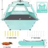 imageWhiteFang Deluxe Pop Up Beach Tent Sun Shade Shelter for 3456 Person UV Protection Extendable Floor with 3 Ventilating Windows Plus Carrying Bag Stakes and Guy LinesMint Green