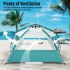 imageWhiteFang Deluxe Pop Up Beach Tent Sun Shade Shelter for 3456 Person UV Protection Extendable Floor with 3 Ventilating Windows Plus Carrying Bag Stakes and Guy LinesMint Beige
