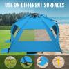 imageWhiteFang Deluxe Pop Up Beach Tent Sun Shade Shelter for 3456 Person UV Protection Extendable Floor with 3 Ventilating Windows Plus Carrying Bag Stakes and Guy LinesBlackout ShelterSolid Blue