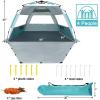 imageWhiteFang Deluxe Pop Up Beach Tent Sun Shade Shelter for 3456 Person UV Protection Extendable Floor with 3 Ventilating Windows Plus Carrying Bag Stakes and Guy LinesMint Beige