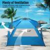 imageWhiteFang Deluxe Pop Up Beach Tent Sun Shade Shelter for 3456 Person UV Protection Extendable Floor with 3 Ventilating Windows Plus Carrying Bag Stakes and Guy LinesSolid Blue