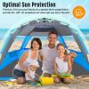 imageWhiteFang Deluxe Pop Up Beach Tent Sun Shade Shelter for 3456 Person UV Protection Extendable Floor with 3 Ventilating Windows Plus Carrying Bag Stakes and Guy LinesBlue Gray