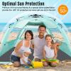 imageWhiteFang Deluxe Pop Up Beach Tent Sun Shade Shelter for 3456 Person UV Protection Extendable Floor with 3 Ventilating Windows Plus Carrying Bag Stakes and Guy LinesMint Green