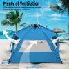 imageWhiteFang Deluxe Pop Up Beach Tent Sun Shade Shelter for 3456 Person UV Protection Extendable Floor with 3 Ventilating Windows Plus Carrying Bag Stakes and Guy LinesBlackout ShelterSolid Blue