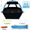imageWhiteFang Deluxe Pop Up Beach Tent Sun Shade Shelter for 3456 Person UV Protection Extendable Floor with 3 Ventilating Windows Plus Carrying Bag Stakes and Guy LinesBlackout ShelterSolid Blue