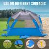 imageWhiteFang Deluxe Pop Up Beach Tent Sun Shade Shelter for 3456 Person UV Protection Extendable Floor with 3 Ventilating Windows Plus Carrying Bag Stakes and Guy LinesBlue Gray