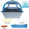 imageWhiteFang Deluxe Pop Up Beach Tent Sun Shade Shelter for 3456 Person UV Protection Extendable Floor with 3 Ventilating Windows Plus Carrying Bag Stakes and Guy LinesSolid Blue