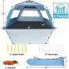 imageWhiteFang Deluxe Pop Up Beach Tent Sun Shade Shelter for 3456 Person UV Protection Extendable Floor with 3 Ventilating Windows Plus Carrying Bag Stakes and Guy LinesLight Blue