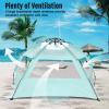 imageWhiteFang Deluxe Pop Up Beach Tent Sun Shade Shelter for 3456 Person UV Protection Extendable Floor with 3 Ventilating Windows Plus Carrying Bag Stakes and Guy LinesMint Green