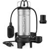 imageAquastrong 1HP Sewage Sump Pump Stainless Steel 115V Automatic Float Switch Cast Iron Impeller Submersible EffluentSewage Pump for Sump Basin Basement 2 NPT Discharge with 5283GPH