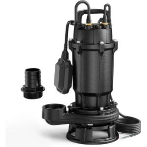 imageAquastrong Cast Iron Sewage Pump 12HP Effluent Pump 115V 6030 GPH Sump Pump with Auto Float Switch Ideal for Basement Sump Pits Industrial Wastewater  CommercialGrade Sewage System220V 4200GPH