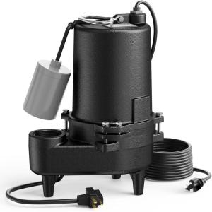 imageAquastrong Cast Iron Sewage Pump 12HP Effluent Pump 115V 6030 GPH Sump Pump with Auto Float Switch Ideal for Basement Sump Pits Industrial Wastewater  CommercialGrade Sewage System115V 6030GPH